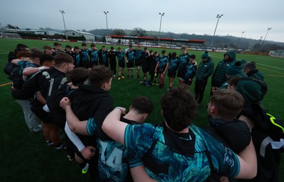 160225  Ospreys U18s v Dragons U18s, WRU Regional Age Grade Semi Final - Ospreys huddle together  at the end of the match