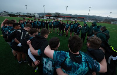 160225  Ospreys U18s v Dragons U18s, WRU Regional Age Grade Semi Final - Ospreys huddle together  at the end of the match