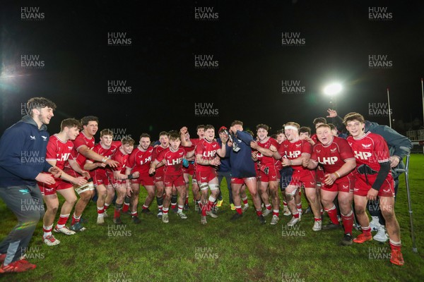 070224 - Ospreys v Scarlets - Regional U18 Championship - Scarlets celebrate winning the championship