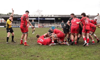 080226 - Ospreys U18 v Scarlets U18, WRU Regional Age Grade Championship - Codi Ray David of Ospreys powers over for the third try