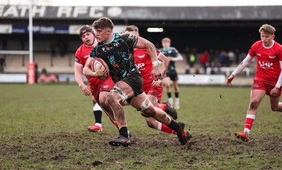 080226 - Ospreys U18 v Scarlets U18, WRU Regional Age Grade Championship - Sam Morgan of Ospreys races in to score the second try
