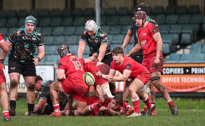 080226 - Ospreys U18 v Scarlets U18, WRU Regional Age Grade Championship - Alfie Luger of Scarlets feeds the ball out