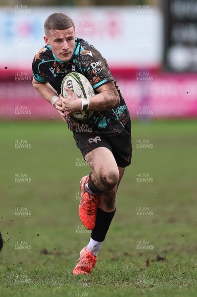080226 - Ospreys U18 v Scarlets U18, WRU Regional Age Grade Championship - Dylan Quinn of Ospreys takes on Rhys Jones of Scarlets