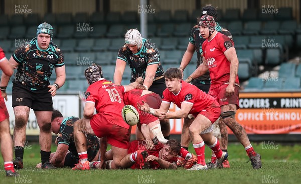 080226 - Ospreys U18 v Scarlets U18, WRU Regional Age Grade Championship - Alfie Luger of Scarlets feeds the ball out