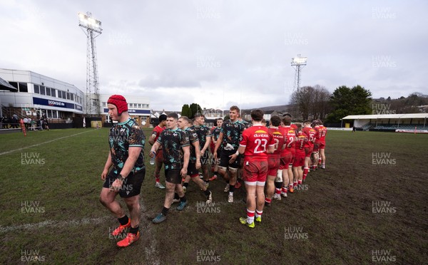 080226 - Ospreys U18 v Scarlets U18, WRU Regional Age Grade Championship - The teams clap each other off the pitch at the end of the match