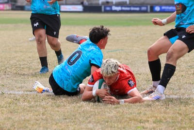 160826 - Ospreys U18 v Scarlets U18 - WRU Regional Age Grade Championship - Deio Thomas of Scarlets U18 Scores a Try