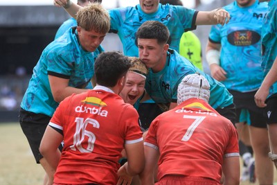 160826 - Ospreys U18 v Scarlets U18 - WRU Regional Age Grade Championship - Finn Lewis of Ospreys u18 celebrates after scoring
