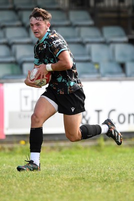 240825 - Ospreys U18s v Cardiff Rugby U18s - Cian Evans of Ospreys runs in to score a try 