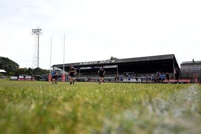 240825 - Ospreys U18s v Cardiff Rugby U18s - A general view of The Gnoll whilst the Ospreys warm up 