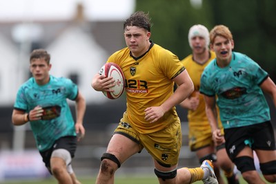 300826 - Ospreys U18s v Dragons U18s - RAG - Troy Raymond of Dragons runs in to score a try