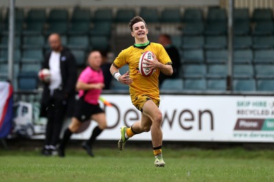 300826 - Ospreys U18s v Dragons U18s - RAG - Dylan Cole of Dragons runs in to score a try