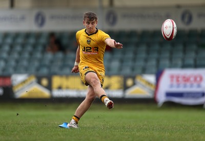 300826 - Ospreys U18s v Dragons U18s - RAG - Liam Lawlor of Dragons kicks the conversion
