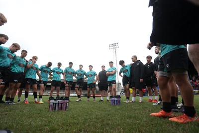300826 - Ospreys U18s v Dragons U18s - RAG - Ospreys team huddle at full time