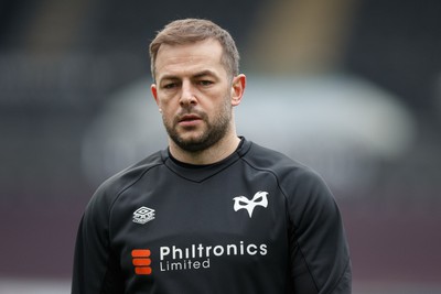 040323 - Ospreys v Benetton - United Rugby Championship - Stephen Myler of Ospreys warms up ahead of the match