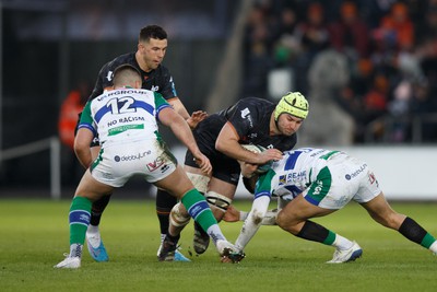 040323 - Ospreys v Benetton - United Rugby Championship - Harri Deaves of Ospreys is tackled