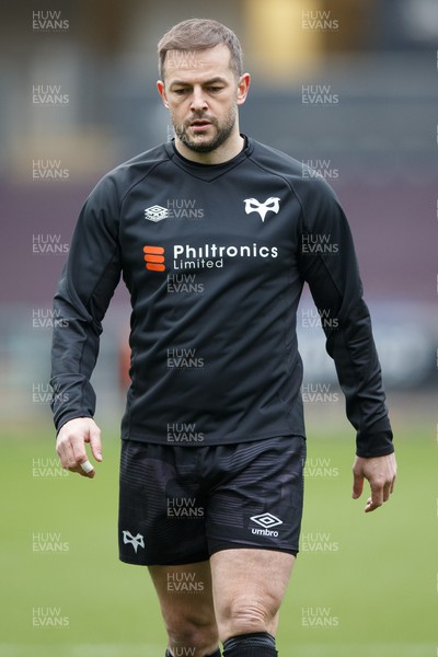 040323 - Ospreys v Benetton - United Rugby Championship - Stephen Myler of Ospreys warms up ahead of the match