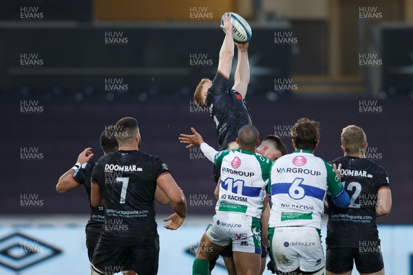 040323 - Ospreys v Benetton - United Rugby Championship - Iestyn Hopkins of Ospreys takes a high ball