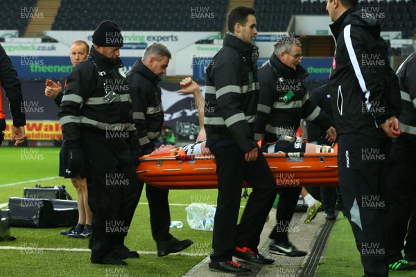050119 - Ospreys v Cardiff Blues - GuinnessPro14 - Adam Beard of Ospreys leaves the field after an injury