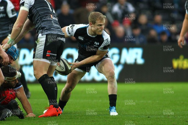 050119 - Ospreys v Cardiff Blues - GuinnessPro14 - Aled Davies of Ospreys begins another attacking phase