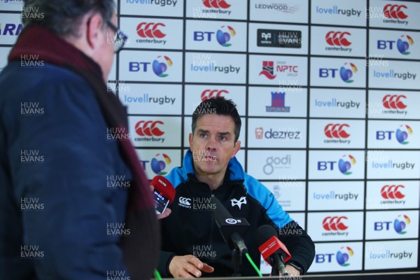 050119 - Ospreys v Cardiff Blues - GuinnessPro14 - Head coach of Ospreys Allen Clarke speaks to the press after the game