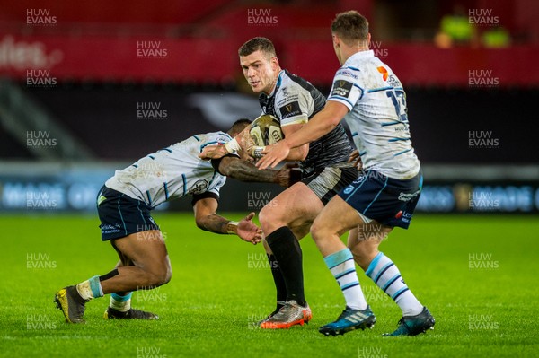211219 - Ospreys v Cardiff Blues - Guinness PRO14 - Scott Williams tries to hold on to the ball 