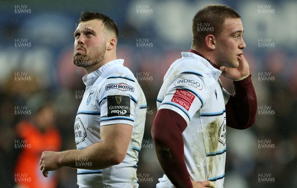 211219 - Ospreys v Cardiff Blues - Guinness PRO14 - Dejected Owen Lane and Will Boyde of Cardiff Blues