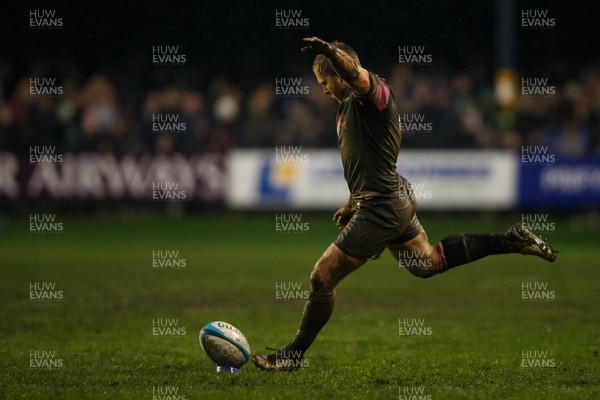 010124 - Ospreys v Cardiff Rugby - United Rugby Championship - Tinus de Beer of Cardiff kicks at goal