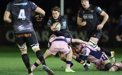 010126 - Ospreys v Cardiff Rugby, United Rugby Championship - Jack Walsh of Ospreys its tackled