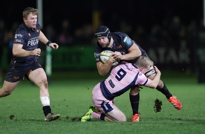 010126 - Ospreys v Cardiff Rugby, United Rugby Championship - Morgan Morris of Ospreys is tackled by Johan Mulder of Cardiff Rugby