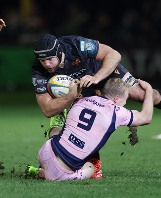 010126 - Ospreys v Cardiff Rugby, United Rugby Championship - Morgan Morris of Ospreys is tackled by Johan Mulder of Cardiff Rugby