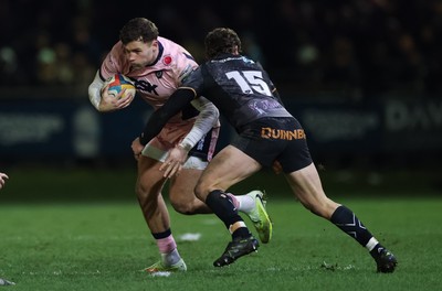010126 - Ospreys v Cardiff Rugby, United Rugby Championship - Mason Grady of Cardiff Rugby takes on Jack Walsh of Ospreys