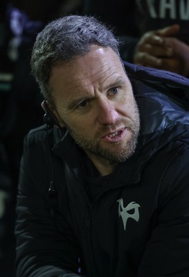 010126 - Ospreys v Cardiff Rugby, United Rugby Championship - Ospreys head coach Mark Jones speaks to the players at the end of the match