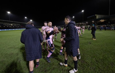 010126 - Ospreys v Cardiff Rugby, United Rugby Championship -Players congratulate each other at the end of the match
