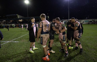 010126 - Ospreys v Cardiff Rugby, United Rugby Championship -Players congratulate each other at the end of the match