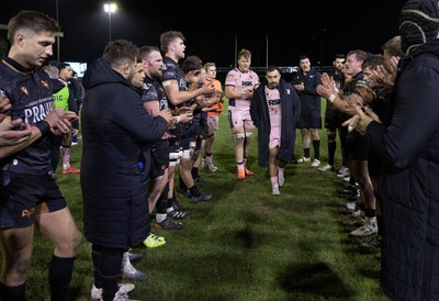 010126 - Ospreys v Cardiff Rugby, United Rugby Championship - Liam Belcher of Cardiff Rugby leads his players off at the end of the match