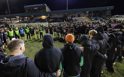 010126 - Ospreys v Cardiff Rugby, United Rugby Championship - Ospreys huddle up at the end of the match