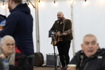 010126 - Ospreys v Cardiff Rugby - United Rugby Championship - Musician in the marquee