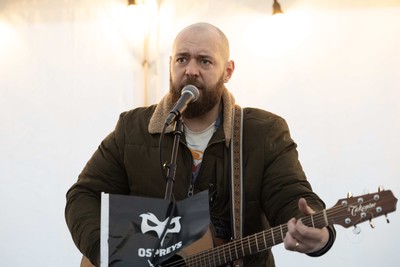 010126 - Ospreys v Cardiff Rugby - United Rugby Championship - Musician in the marquee