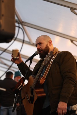 010126 - Ospreys v Cardiff Rugby - United Rugby Championship - Musician in the marquee