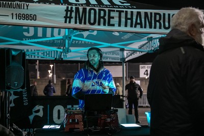 010126 - Ospreys v Cardiff Rugby - United Rugby Championship - Josh Navidi plays a half time DJ set