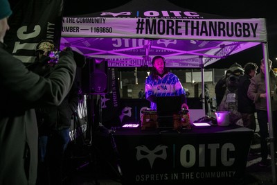 010126 - Ospreys v Cardiff Rugby - United Rugby Championship - Josh Navidi plays a half time DJ set