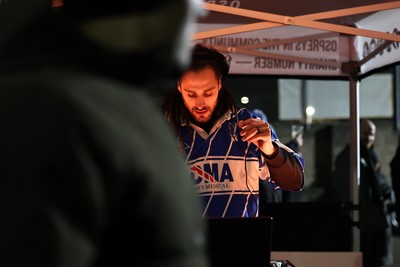 010126 - Ospreys v Cardiff Rugby - United Rugby Championship - Josh Navidi plays a half time DJ set