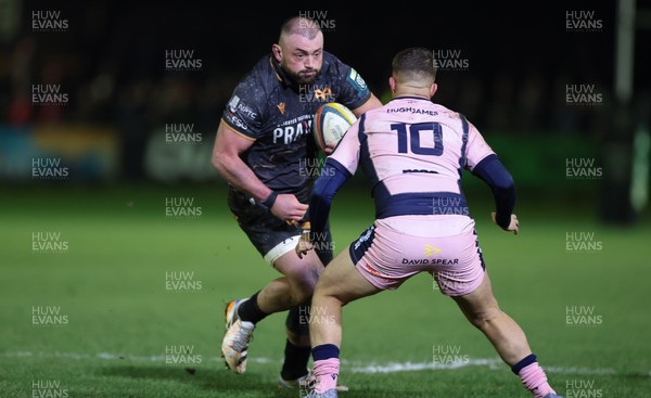 010126 - Ospreys v Cardiff Rugby, United Rugby Championship - Sam Parry of Ospreys takes on Callum Sheedy of Cardiff Rugby
