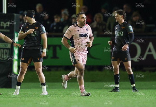 010126 - Ospreys v Cardiff Rugby, United Rugby Championship - Liam Belcher of Cardiff Rugby is shown a yellow card
