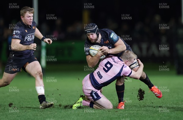 010126 - Ospreys v Cardiff Rugby, United Rugby Championship - Morgan Morris of Ospreys is tackled by Johan Mulder of Cardiff Rugby