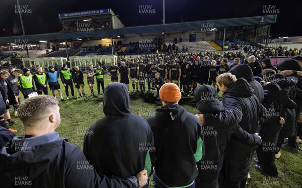 010126 - Ospreys v Cardiff Rugby, United Rugby Championship - Ospreys huddle up at the end of the match