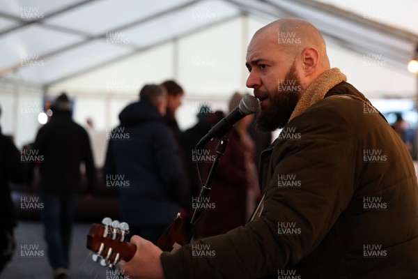 010126 - Ospreys v Cardiff Rugby - United Rugby Championship - Musician in the marquee