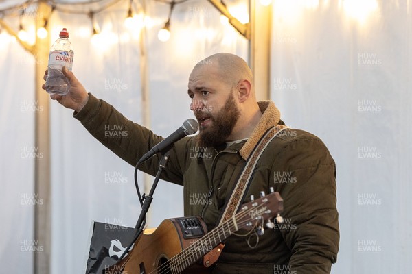 010126 - Ospreys v Cardiff Rugby - United Rugby Championship - Musician in the marquee