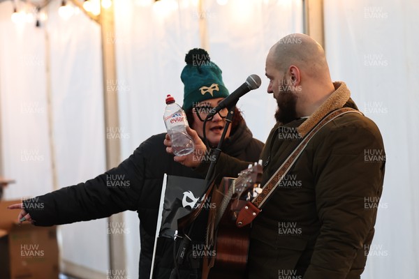 010126 - Ospreys v Cardiff Rugby - United Rugby Championship - Musician in the marquee