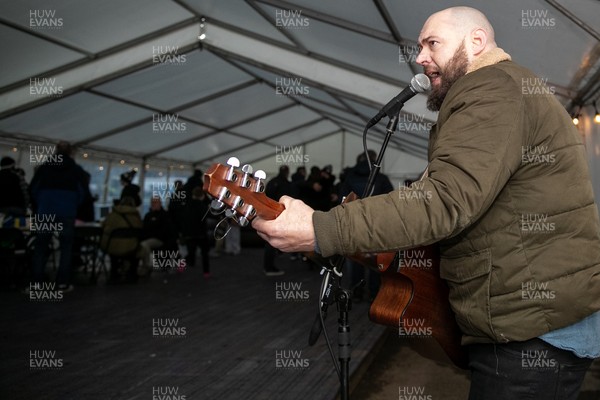 010126 - Ospreys v Cardiff Rugby - United Rugby Championship - Musician in the marquee